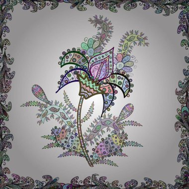 Düz Çiçek Elementleri Tasarımı. İllüzyon. Renkli Bahar Teması Kusursuz Arkaplan.