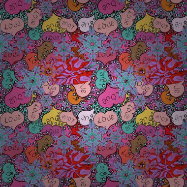 Pembe, siyah ve menekşe renkleri üzerine sevgililer günü geçmişi. Kusursuz ilginç tipografi. Değişik elementlerle aşk tasarımı. İllüstrasyon çizimi.