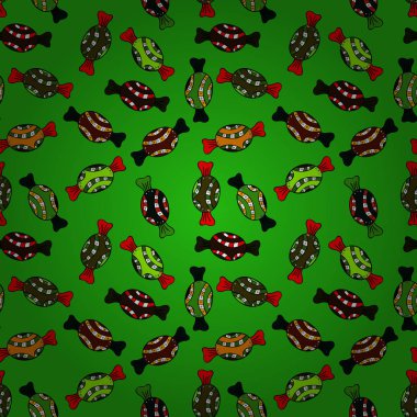 Yeşil, siyah, kahverengi, kırmızı ve gri arka plan üzerinde renkli şeker serpin, şeker ya da fırın tasarım. Parlak sorunsuz illüstrasyon konfeti model parti.