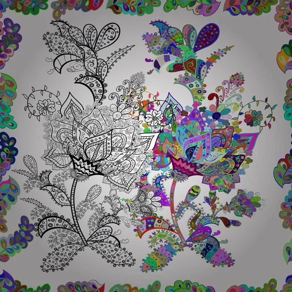 Ilustración Ilustración Patrón Floral Sin Costuras Con Lindas Flores Garabatos — Foto de Stock