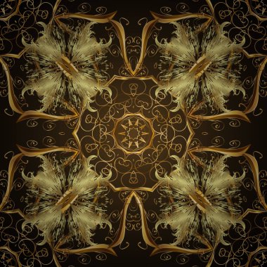 Kahverengi ve gri renkli ve altın elementli klasik, pürüzsüz desen. Noel 2019, kar tanesi, yeni yıl.