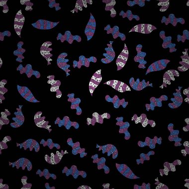 Güzel geçmiş. - Stok. Siyah, mor ve mavi renkler. İllüstrasyon çizimi. Kusursuz şirin kumaş deseni. Soyut karalama deseni.