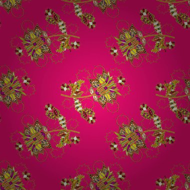 Çiçek kompozisyonu, el boyası, hassas şablon. Manzaralı çiçek deseni. Üst manzara, yumuşak morumsu, sarı ve kırmızı renkli. Sevgililer günü ve tebrik kartı konsepti için şık bir davet.