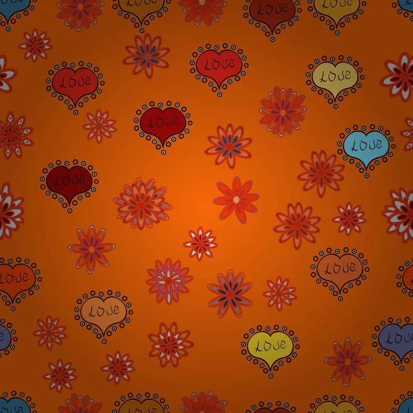Love Holiday Theme Seamless Pattern Realistic Beautiful Orange Red Black — Stock Photo, Image