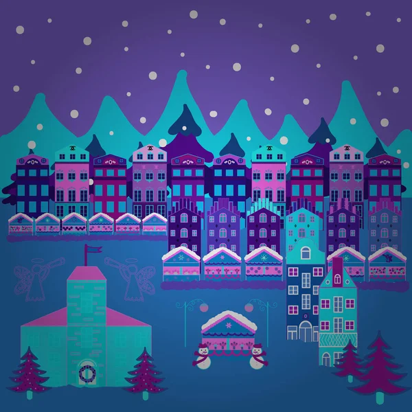 Illustration Illustration Winter Houses Christmas Christmas Fabrics Packaging Paper Decor — Stock Photo, Image