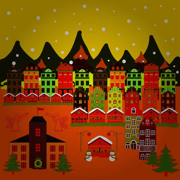 Amazing Decorated House Decorated Christmas Christmas Yellow Orange Red Colors — Stock Photo, Image