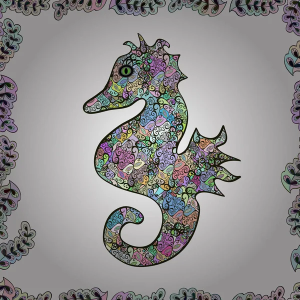 Seahorse on white, neutral and gray background. Tigertail Seahorse cutout. Illustration illustration. Seamless. Perfect for surface textures, wallpapers, web page backgrounds, textile.