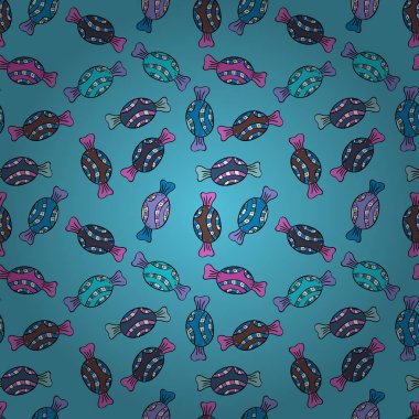 Resimde. Renkli şeker sorunsuz. Mavi, siyah ve mor renkler.