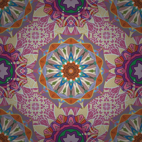 Tribal Boho Style Bohème Ornement Neutre Rose Beige Carte Couleur — Image vectorielle