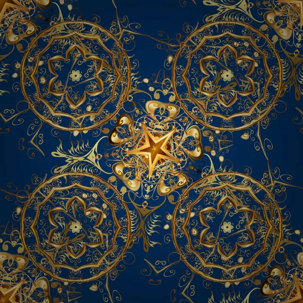 Безшовний Класичний Золотий Візерунок Ілюстрація Традиційного Орієнтованого Орнаменту Золотий Візерунок — стоковий вектор