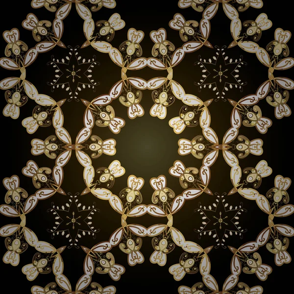 Дамаський Безшовний Візерунок Дизайну Ілюстрація Безшовний Візерунок Чорно Коричневих Кольорах — стоковий вектор