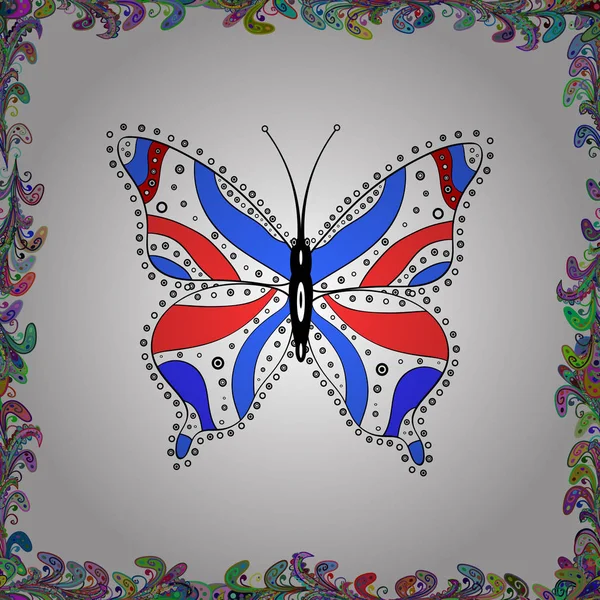 Différent Beau Papillon Volant Pour Livre Colorier Illustration Illustration Fond — Image vectorielle