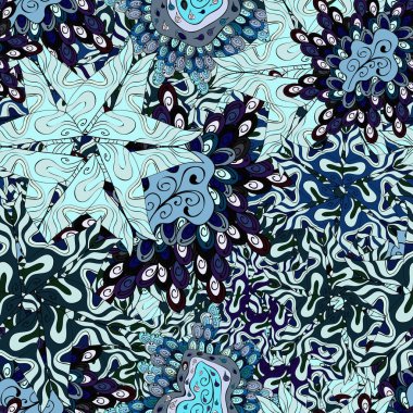 Tarafsız, mavi ve siyah renk. Vektör çizim. Kartları, davetiyeler, tarihi kartları ve daha birçok kaydetmek için kullanılabilir. Karalamalar. Sorunsuz dekoratif arka plan.