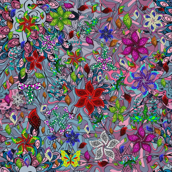 Küçük çiçekteki sevimli çiçek deseni. Kusursuz Tony kumaş deseni. Modaya uygun kumaş deseni. Vektör illüstrasyonu.