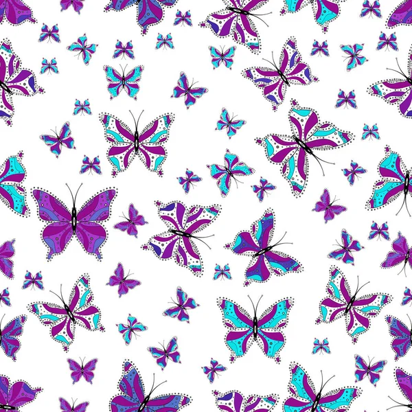 Vector Background Moth Summer Background Butterflies White Purple Blue Colors — Stock Vector