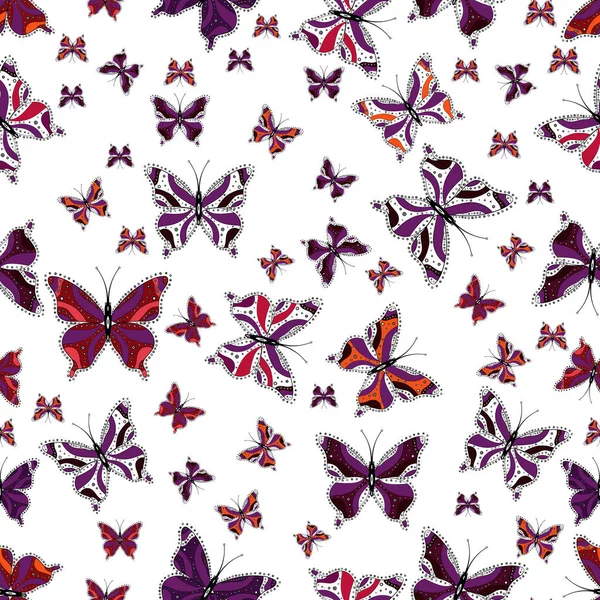 Frühling Hintergrund Mit Bunten Schmetterlingen Niedliche Feminine Muster Für Karte — Stockvektor