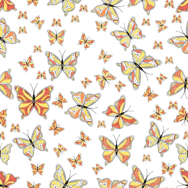 Hermoso Diseño Ilustración Patrón Vector Mariposa Imágenes Colores Blanco Amarillo — Vector de stock