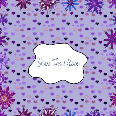 Tarafsız, beyaz ve mor renkler çiçekler. Vektör çizim sorunsuz çiçek desenli.