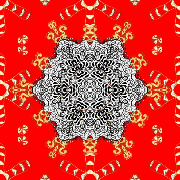 Weihnachten Gold Schneeflocke Nahtloses Muster Winter Schnee Textur Tapete Symbol — Stockvektor