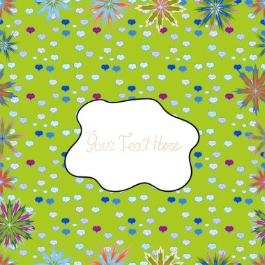 Yeşil, beyaz ve mavi renk çiçekler. Vektör düz çiçek seamless modeli. Kağıt, tebrik kartları, posterler ve banner tasarımı ambalaj tasarım hediye.