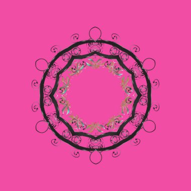 Renk arka plan üzerinde izole soyut kar taneleri ile düz tasarım. Vektör kar taneleri arka plan. Kar tanesi renkli desen. Vektör çizim. Snowflakes desen.