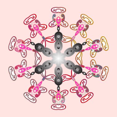 Vektör sevimli kar taneleri renkli arka plan üzerinde. Vektör çizim. Vektör kar taneleri desen.