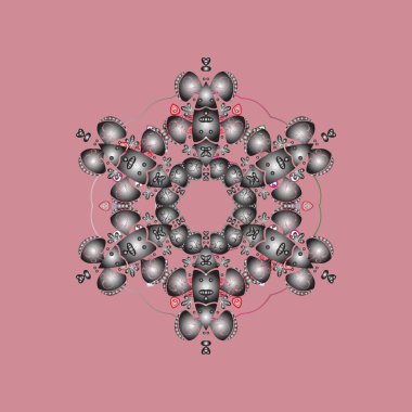 Pembe, gri ve nötr renkler. Pembe, gri ve tarafsız kar taneleri. Vektör çizimi. Tatil tasarım Noel ve yeni yıl moda için yazdırır. Kar taneleri arka plan ile Noel şirin arka plan