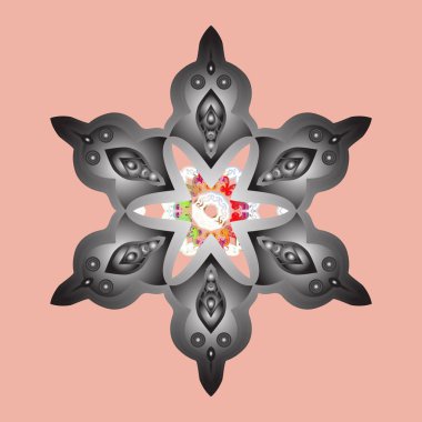 Snowflakes desen. Düz renkli arka plan üzerinde izole kar taneleri tasarımı. Kar tanesi süs desen. Vektör çizim. Kar taneleri arka plan.