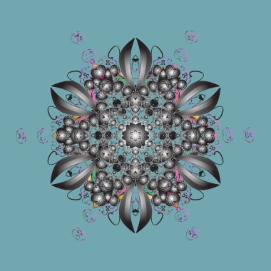 Vektör kış desen. Mavi, gri ve nötr renkler tasarım. Arka plan çiçek elemanları ile. Vektör çizim.