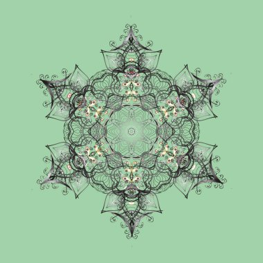 El yapımı stres önleyici kar tanesi. Yetişkin sanat terapisi için kış boyama sayfaları. Vektör çizimi. Kapak, poster, tişört ya da dövme için şablon.