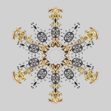 Vektör çizim. Kış kar tanesi, vektör arka plan. Gri arka plan üzerinde yüzey, ambalaj kağıdı için doku tekrarladı. Gri arka plan üzerinde izole güzel kar taneleri.