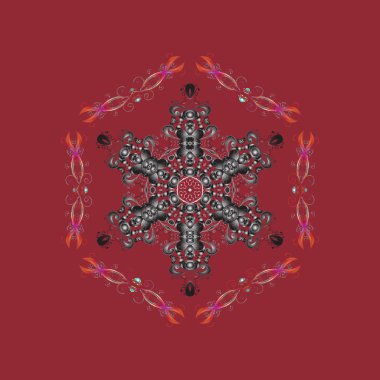 Kar taneleri deseni. Vektör çizim. Vektör Noel renkli arka plan ile sevimli kar tanesi. Şirin desen. Noel kar taneleri arka plan.