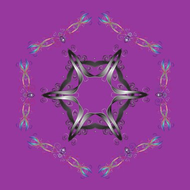 Kış Noel kar düz kristal öğesi. Vektör. Kar tanesi vektör simgesi arka plan mor, gri, mor renk. Hava illüstrasyon buz koleksiyonu. Xmas frost snow flake izole siluet simge.