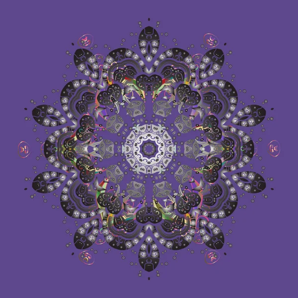 Kar taneleri arka planda. Kar taneleri deseni. Arkaplanda soyut kar taneleri olan düz tasarım. Kar tanesi süsleme deseni. Vektör illüstrasyonu.