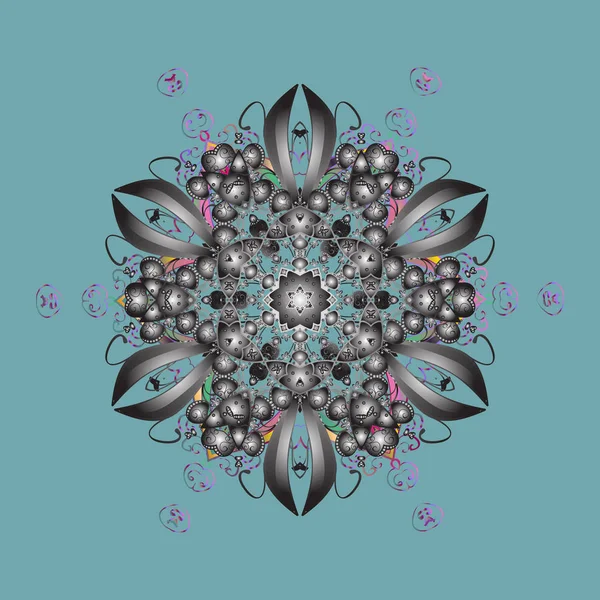 Vektör kış desen. Mavi, gri ve nötr renkler tasarım. Arka plan çiçek elemanları ile. Vektör çizim.