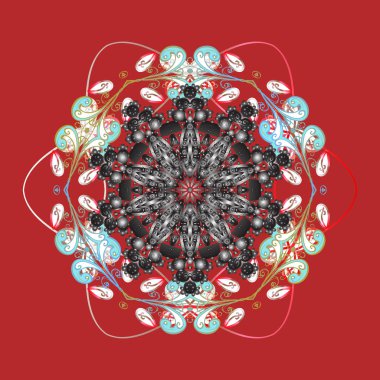 Düz çiçek öğeleri tasarım. Bahar Tema Dikişsiz desen arka plan rengi. Sorunsuz çiçek deseni. Asya Tekstil tarzında. Vektör çizim. Güzel kumaş deseni.