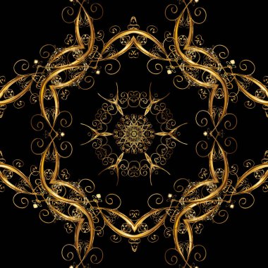 Vektör çizim. Oryantal vektör klasik ve altın desen. Sorunsuz arka plan.