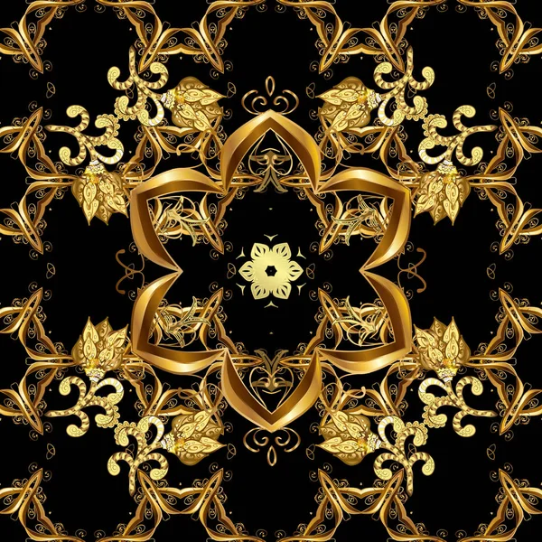 エレガントなベクトル古典的なパターン 繰り返しのある要素とシームレスな抽象的な背景 黄金パターン — ストックベクタ