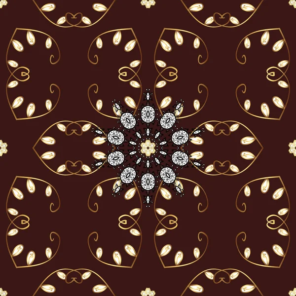 Цветочная Плитка Бесшовный Рисунок Восточного Орнамента Исламский Дизайн Векторная Золотая — стоковый вектор