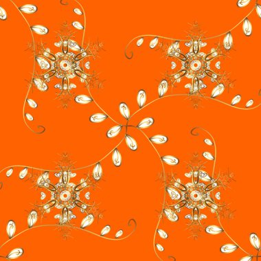 Turuncu, sarı ve beyaz ve altın desen. Zarif vektör Klasik desen. Yinelenen öğeleri ile sorunsuz arka plan.