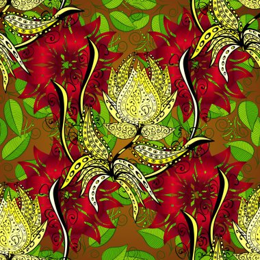 Vektör çizim. Bukleler, parlak oyma dokuma. Vintage eski arka plan. Çiçek çelenk. Güzel parlak kaba kumaş, tuval. Desen, kesintisiz, çiçek sınır.