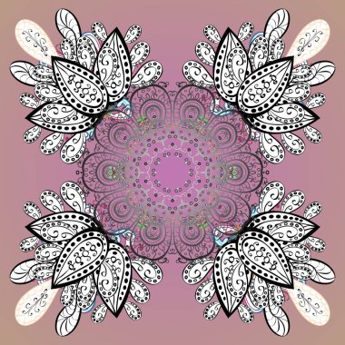 Kar tanesi renkli desen. Vektör kar taneleri arka plan. Vektör çizim. Renk arka plan üzerinde izole soyut kar taneleri ile düz tasarım. Snowflakes desen.