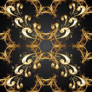 Sorunsuz şark süsleme Barok tarzında. Altın elemanları ile siyah renkleri altın izi. Geleneksel klasik altın desen. Vektör şark süsleme.