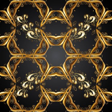 Vektör soyut çiçek çelenk altın doodle fantezi yaprak ve çiçek bir siyah renkler. El çekilmiş dekoratif çerçeve, albüm kapağı, tebrik kartı, vintage Art deco tarzında.