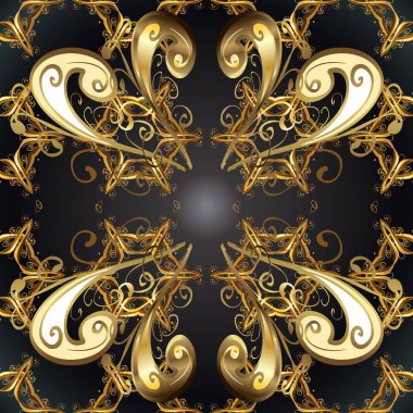 Sorunsuz şark süsleme Barok tarzında. Vektör geleneksel klasik altın Dikişsiz desen gri, kahverengi ve bej renkler.