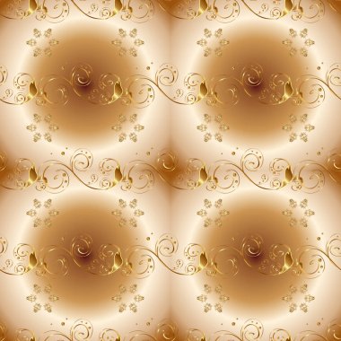 Noel, kar tanesi, yeni yıl 2019. Bej, kahverengi ve nötr renkler altın elemanları ile Dikişsiz vintage desen.