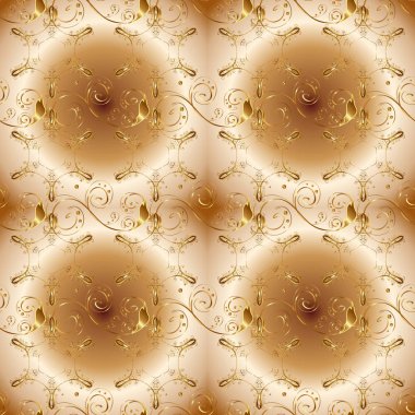 Vektör çiçek süsleme ile seamless modeli. Süslü illüstrasyon duvar kağıdı için. Geleneksel Arapça dekor bej, kahverengi ve nötr renkler. Doğu tarzı Vintage tasarım öğesi.