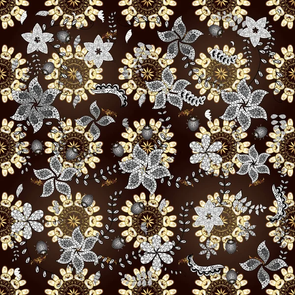 Ornamental Texture Wallpapers Textile Wrapping Pictures Brown White Colors Classical — Stock Vector
