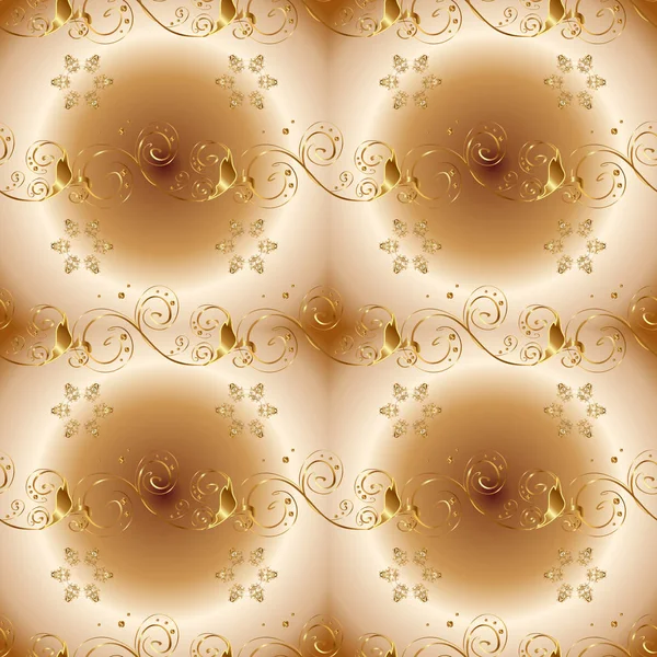 Noel, kar tanesi, yeni yıl 2019. Bej, kahverengi ve nötr renkler altın elemanları ile Dikişsiz vintage desen.