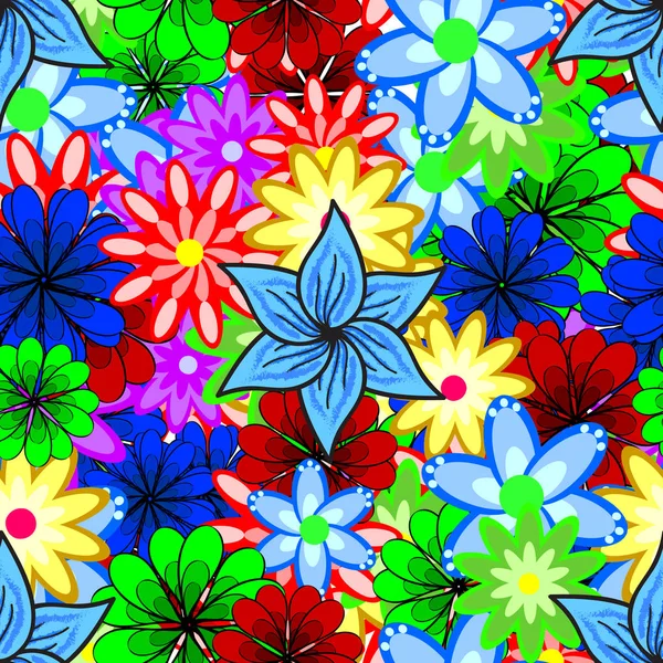 Фон Текстуры Обои Цветочные Темы Синем Зеленом Красном Цветах Абстрактный — стоковый вектор
